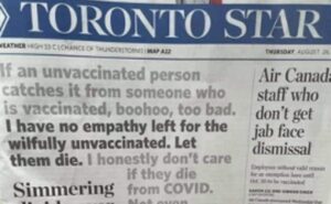 ‘Let them die’: Canada’s largest newspaper promotes hostility toward the unvaccinated