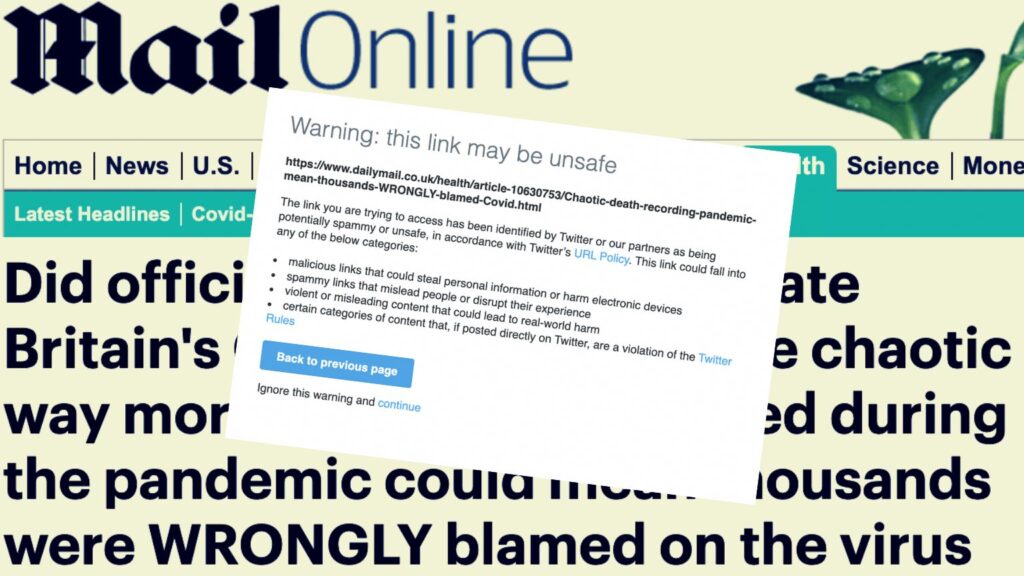 Twitter blocks link to mainstream news article questioning COVID death statistics in UK