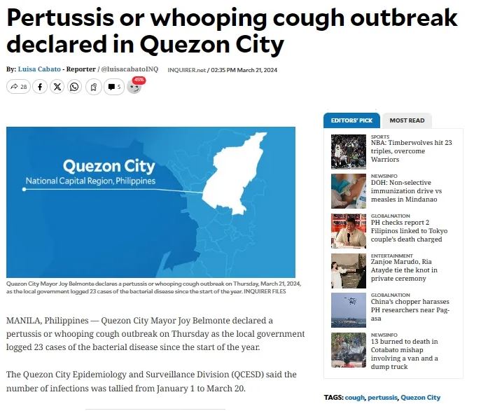 Whooping Cough Vaccination Efforts in Quezon City Amidst Confusion and Concerns