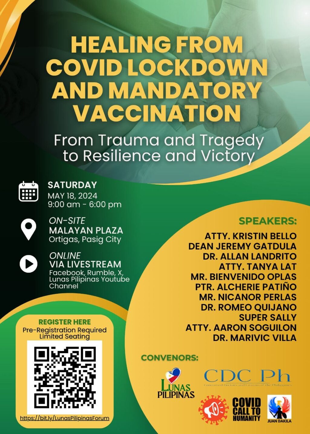 An Invitation: Healing From Lockdown and Mandatory Vaccination, From Trauma and Tragedy to Resilience and Victory